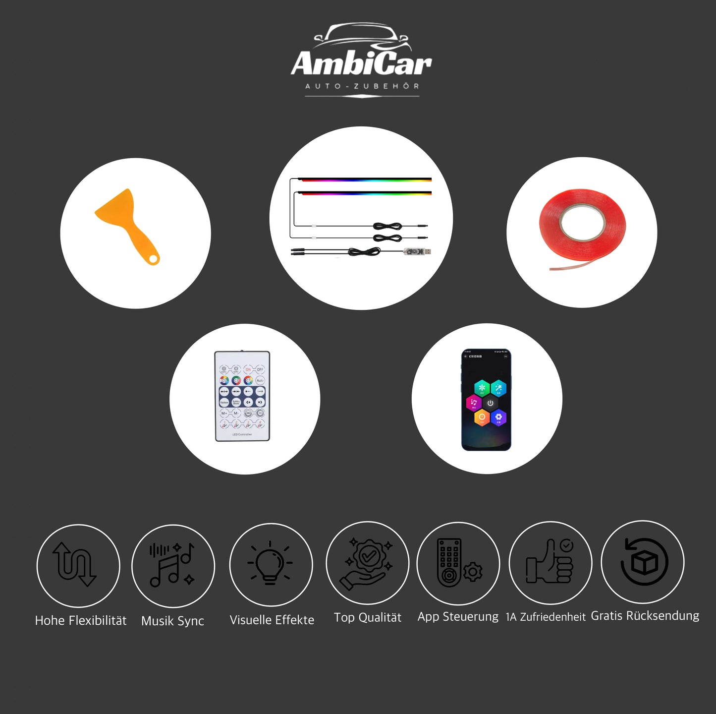 Ambientebeleuchtung LED - Rainbow GlowDrive