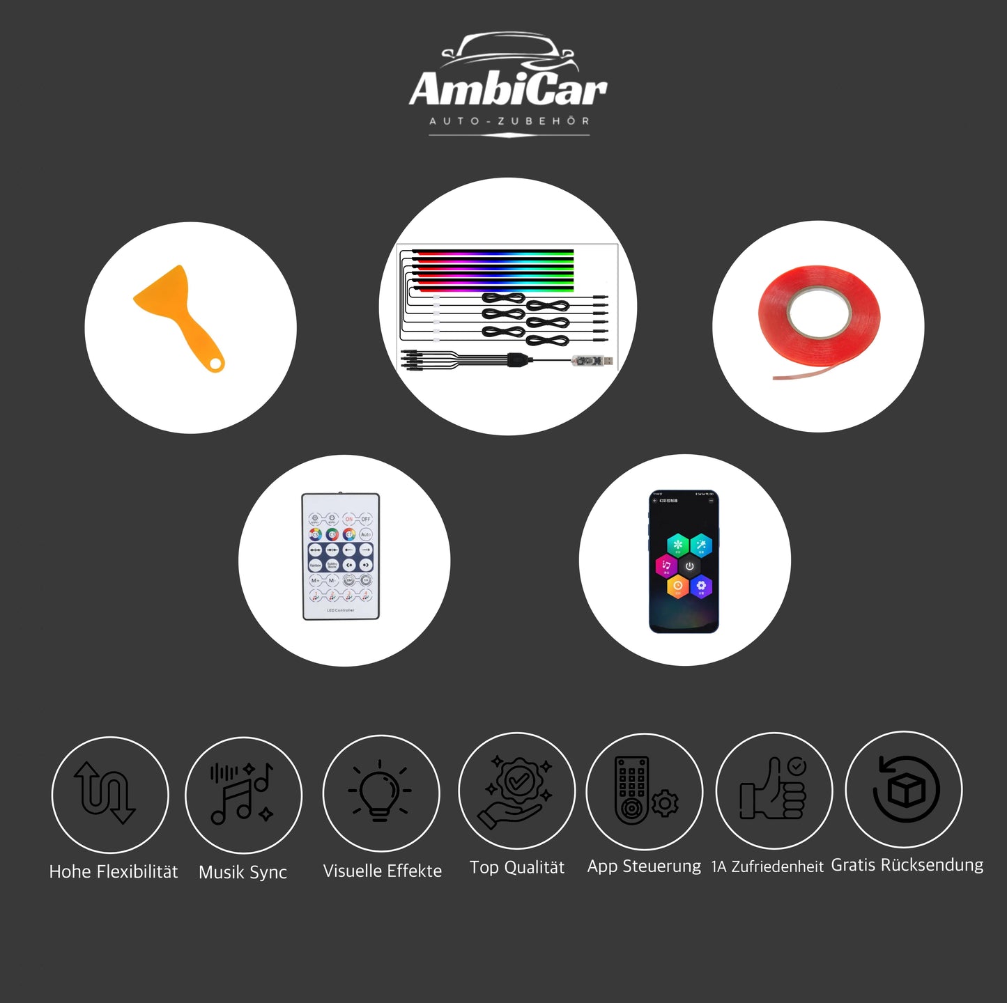 Ambientebeleuchtung LED - Rainbow GlowDrive