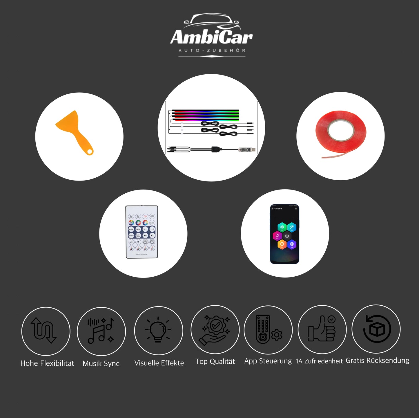 Ambientebeleuchtung LED - Rainbow GlowDrive